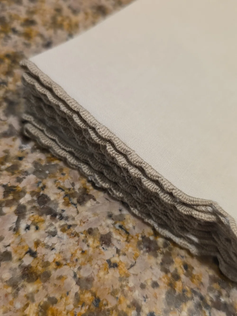 Vintage Cream Colored Linen Napkins With Embroidered Cut Out Corners Set Of 4